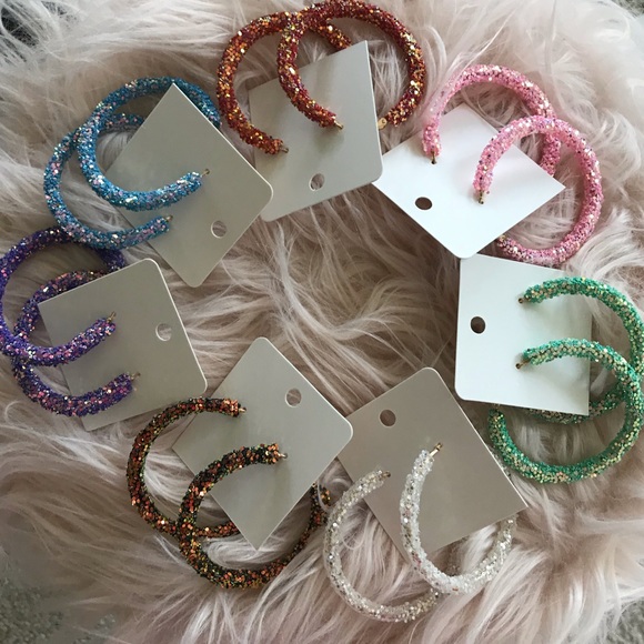 Glitter Hoop Earrings - Picture 5 of 5